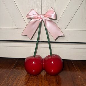 Red Cherry Home Accent with Pink Bow